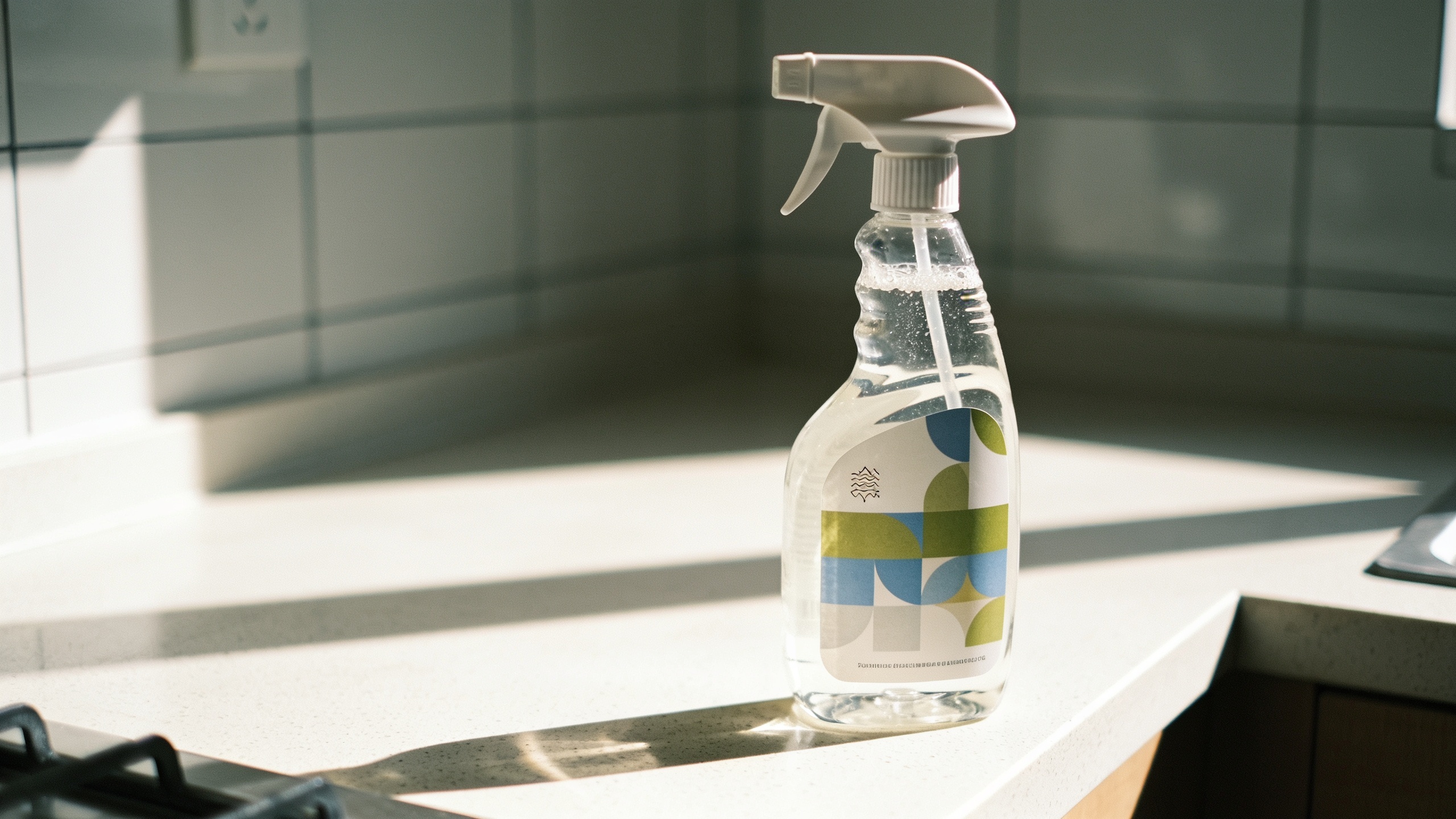 Photo of a labeled cleanser bottle