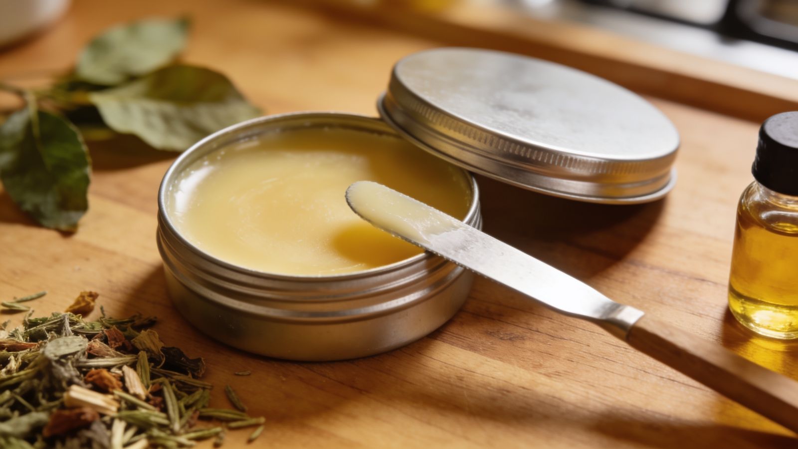 Photo of a small tin of calendula salve