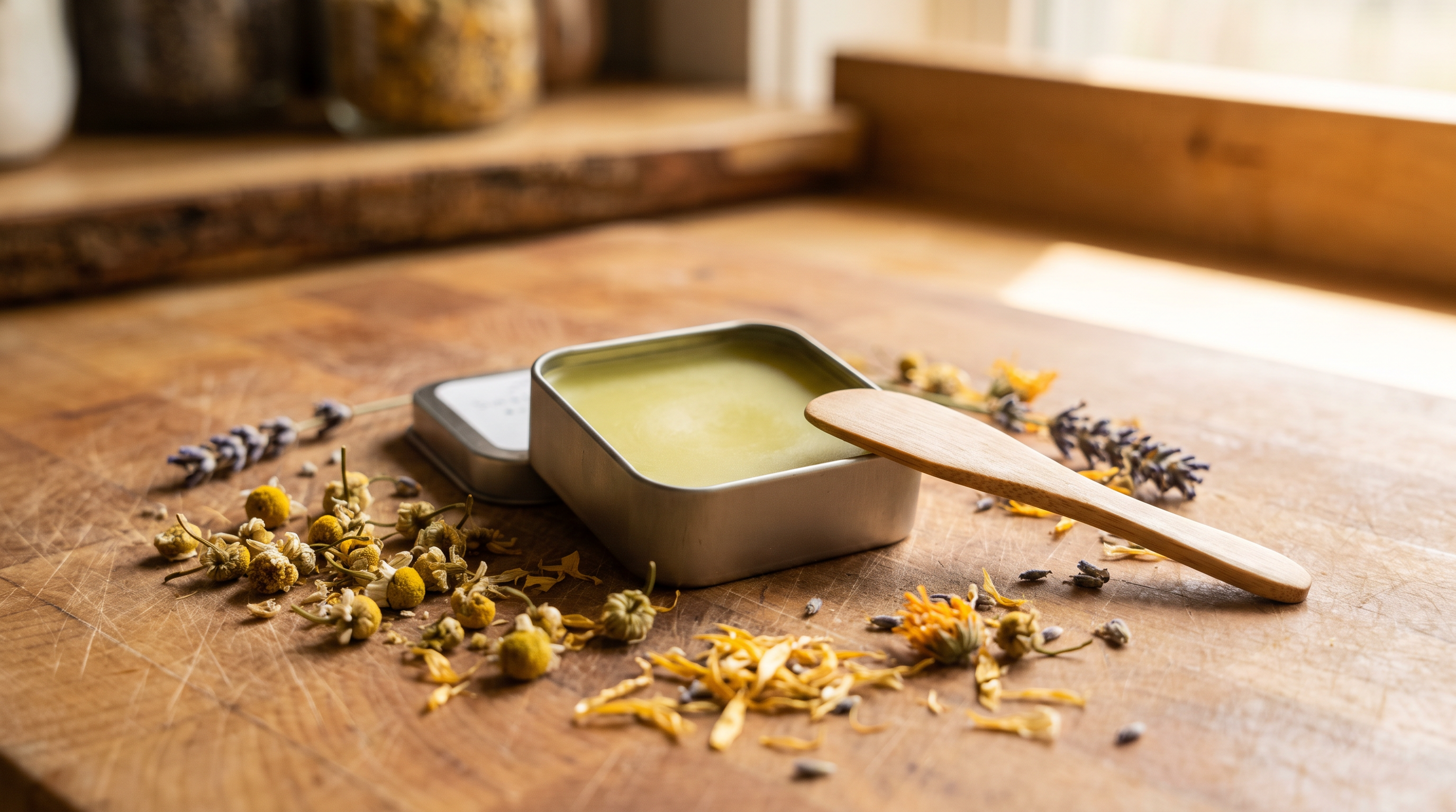 Photo of a small tin of scented salve